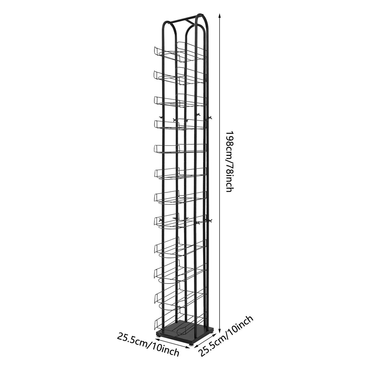 12 Tiers Hat Display Rack for Free Standing Metal Floor Caps Headwear Stand