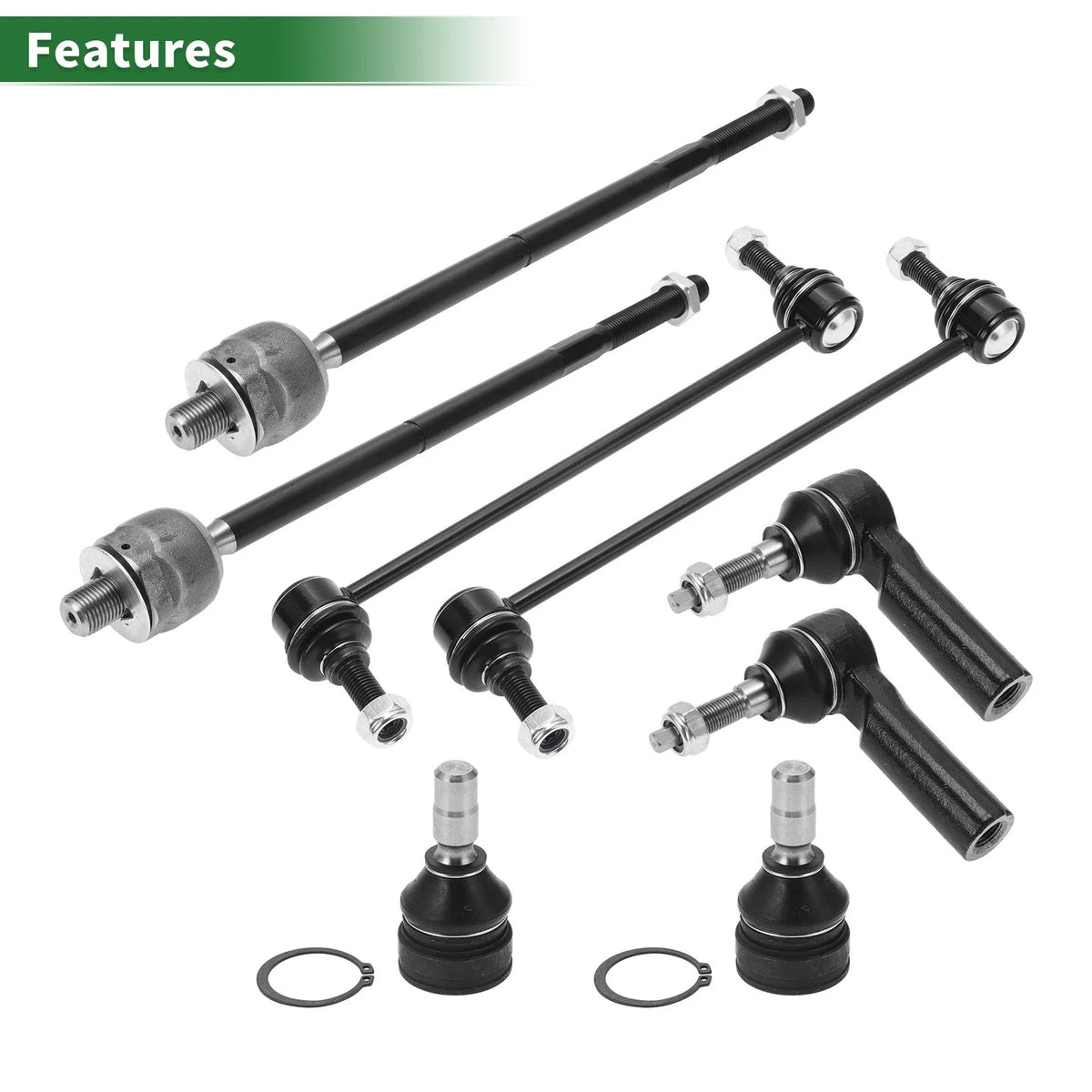 8pcs Front Suspension Kit Tie Rod End Sway Bar Link for Ford Mustang 