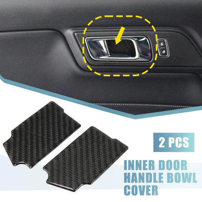 2pcs Carbon Fiber Inner Door Handle Bowl Cover for Ford Mustang (2015–2020)