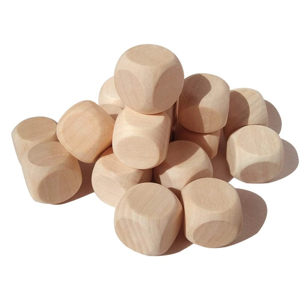 100 Pcs Blank Wooden Dice 16MM Unfinished Square Blocks 6 Sided