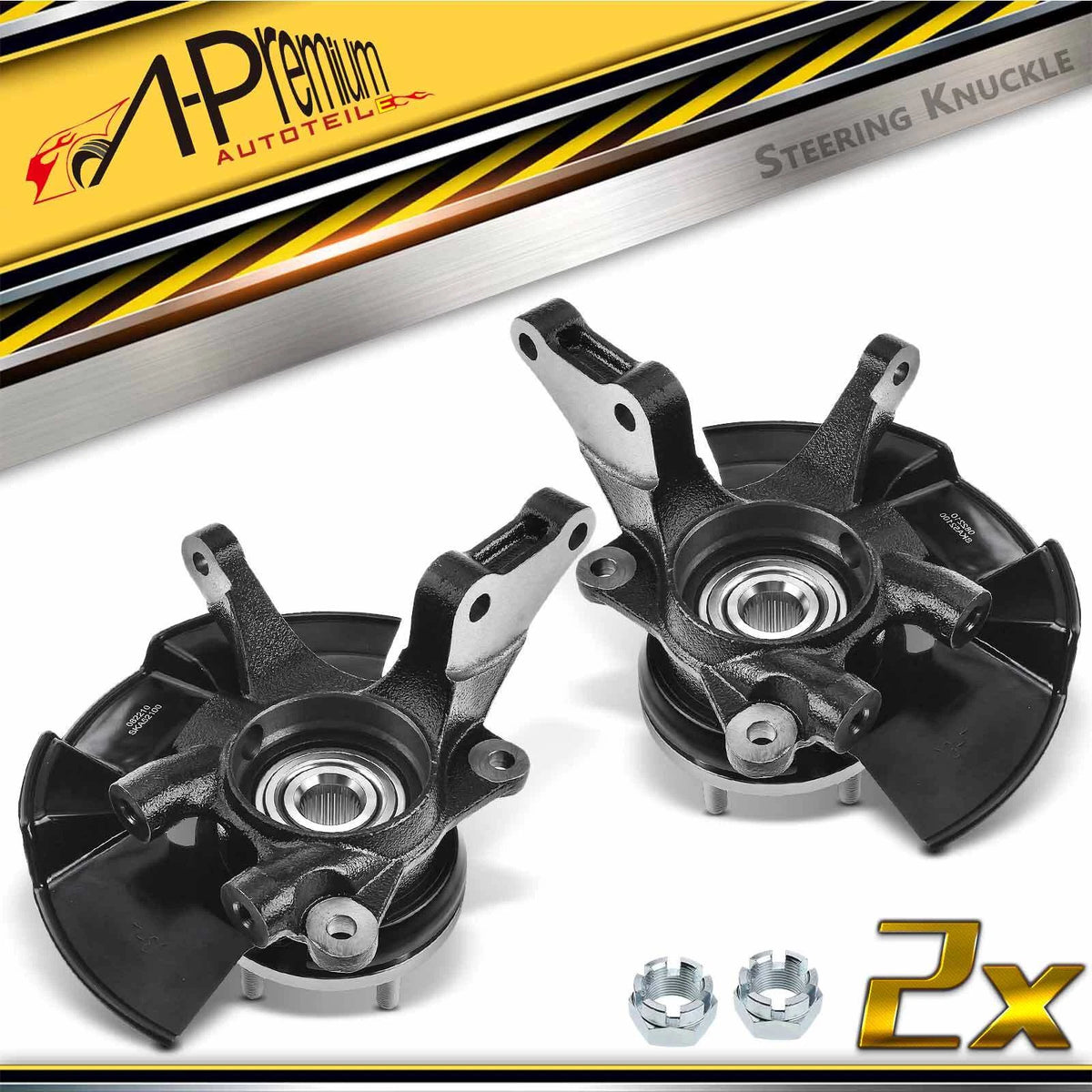 Pair Front Steering Knuckle & Hub Bearing for Hyundai Tucson Kia (2005–2009) - 517152E100, 517152E000, 698056, 698057, 930954