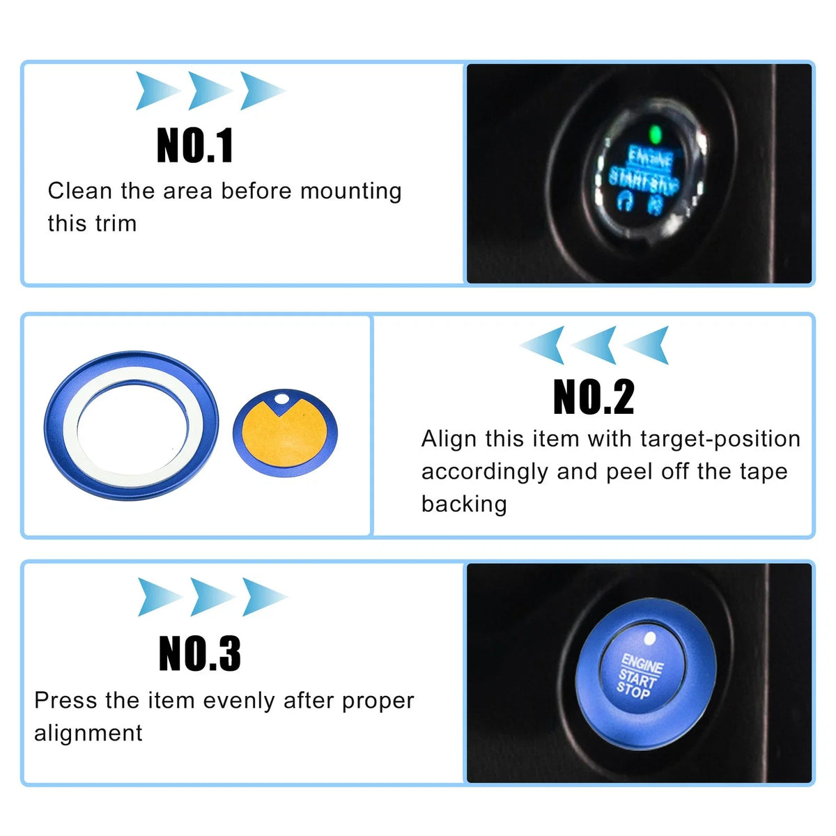 Engine Start Stop Button Cover Kit for Ford Explorer Hybrid (2020–2023) - Blue 723115121216