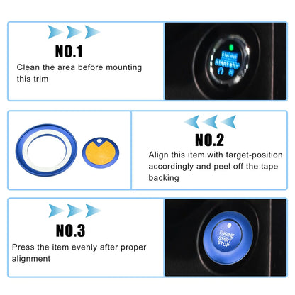 Engine Start Stop Button Cover Kit for Ford Explorer Hybrid (2020–2023) - Blue 723115121216