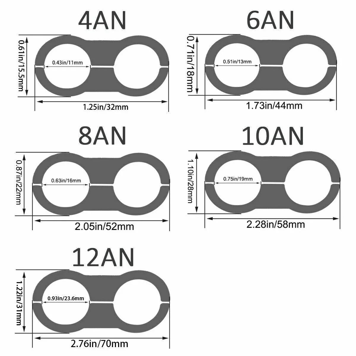 Set of 10 Separator Clamp Fittings for Oil Fuel Hose Line (Universal)
