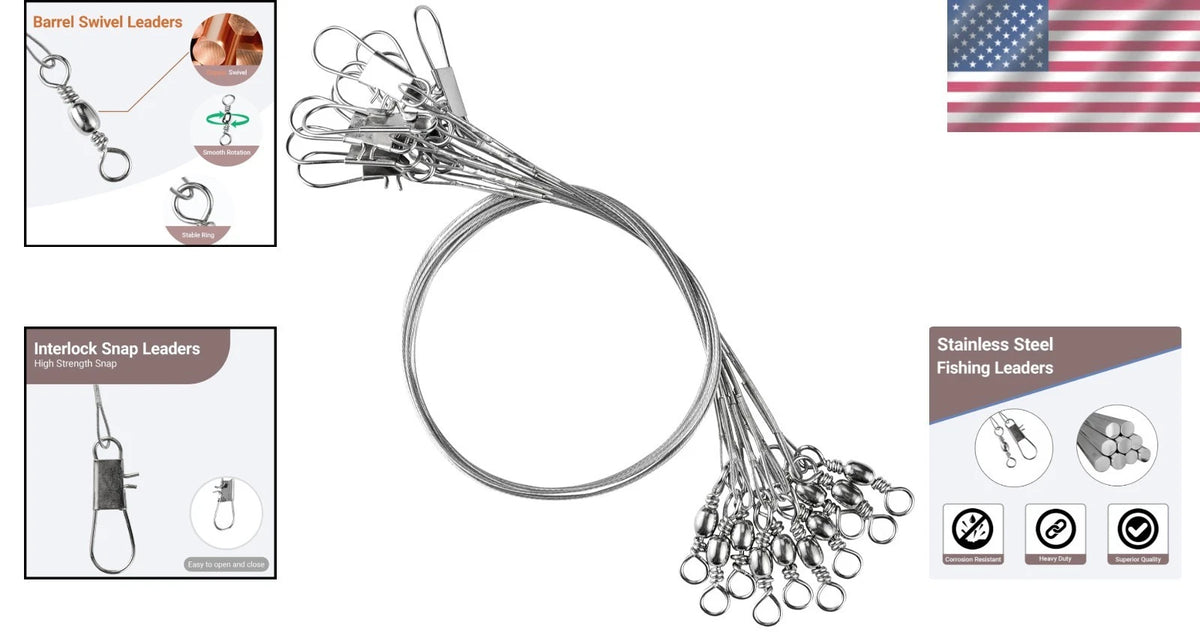 40pcs Swivel Fishing Leaders for Coral, Silver (Wrap Edge)