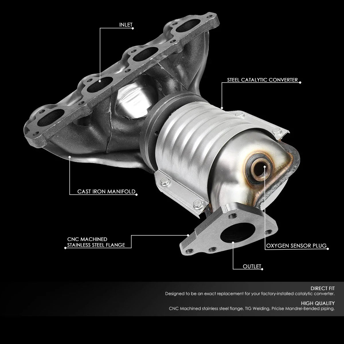 Catalytic Converter Manifold for Honda Civic/Del Sol (1996–2000) D16Y7