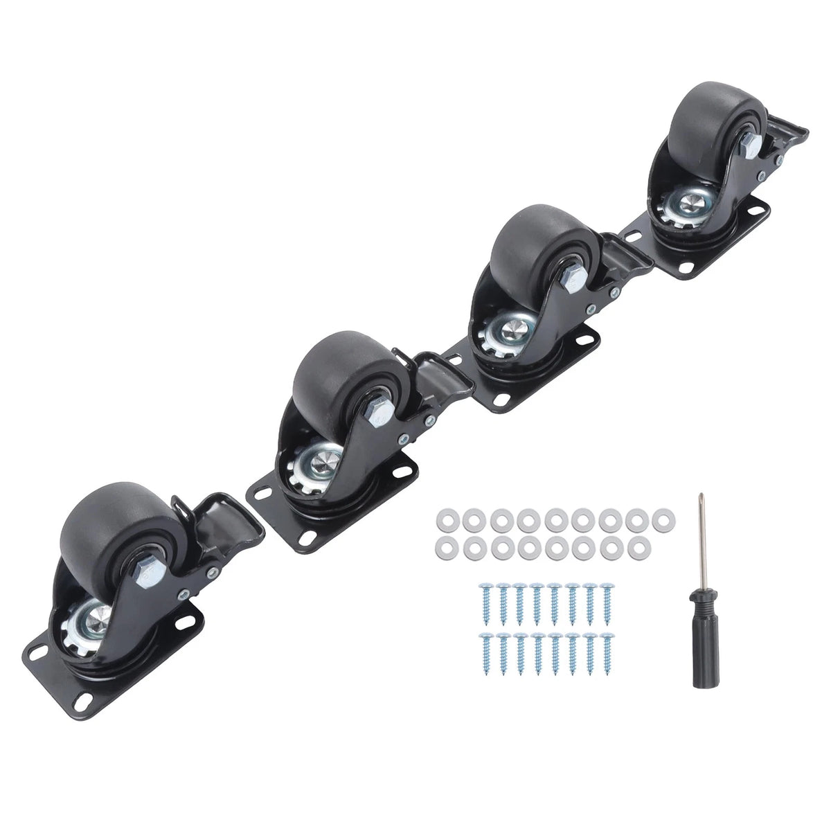 Set of 4 Casters with Brakes for Swivel Plate (2200lbs Load Capacity)