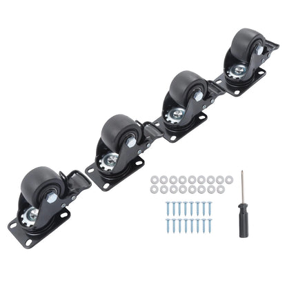 Set of 4 Casters with Brakes for Swivel Plate (2200lbs Load Capacity)