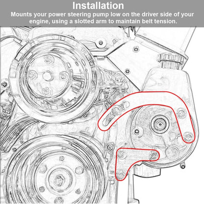 Adjustable V-Belt Power Steering Pump Bracket Kit for SBC 305 327 383