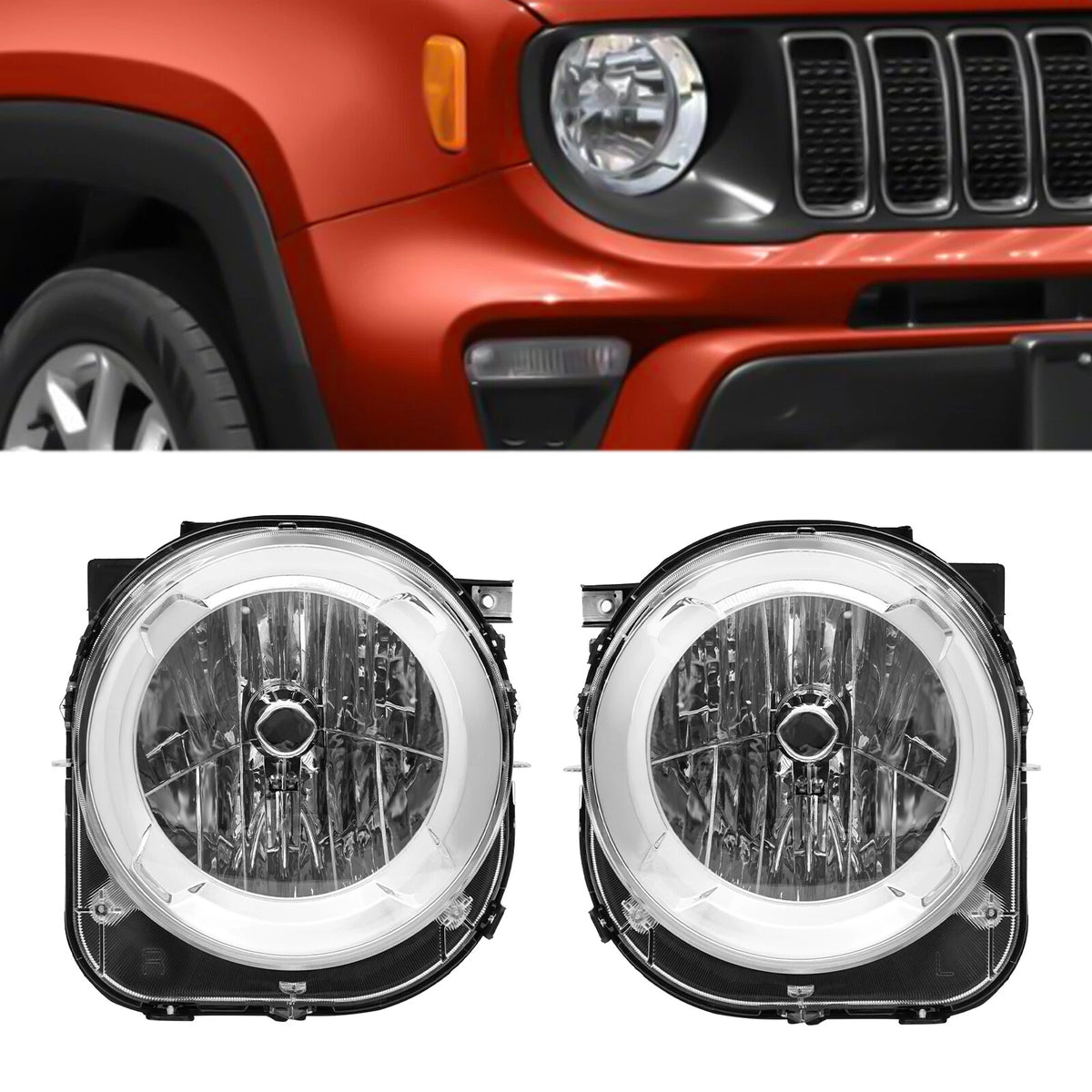 Headlights Set of 2 for Jeep Renegade (2019–2023) 68516348AA 68516361AA