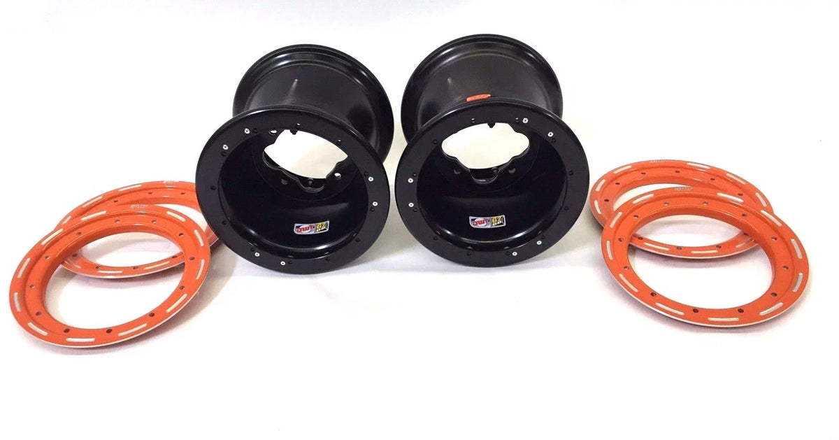 DWT G3 Orange Rear Dual Beadlock Rims Wheels 9" 9X9 4/115 for YFZ450 Banshee Raptor (2004–2023)