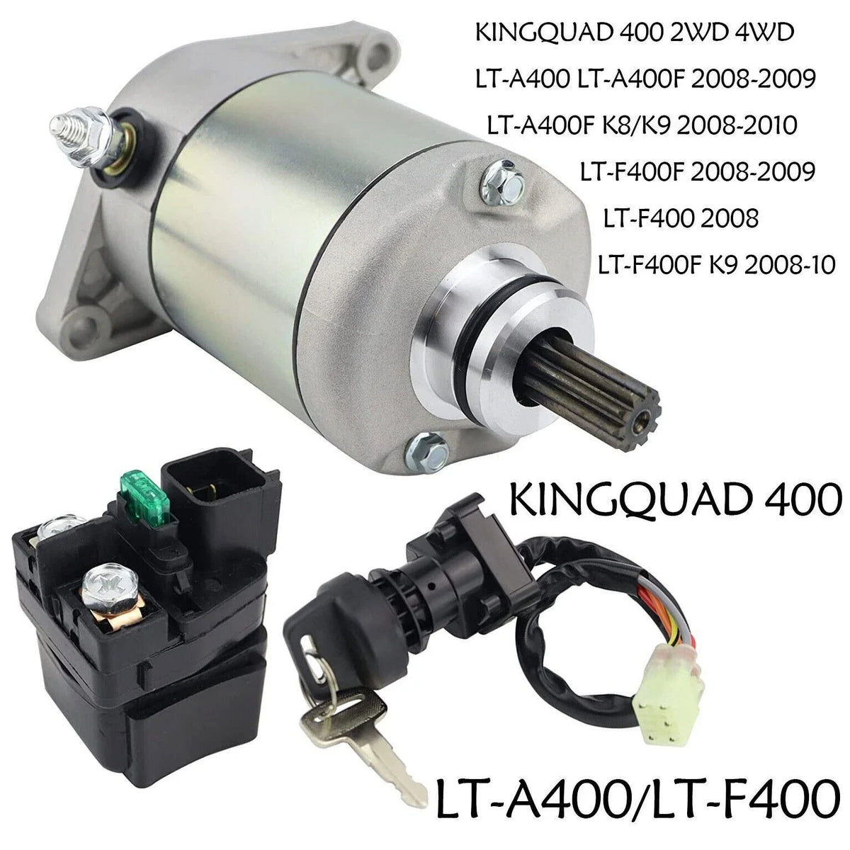Starter with Relay & Switch for Suzuki KingQuad 400 4WD LT-A400F (2008–2010)