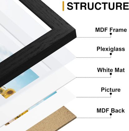 8x16 Picture Frames Collage for 5x7 Photos (Display 3Pcs with Mat)