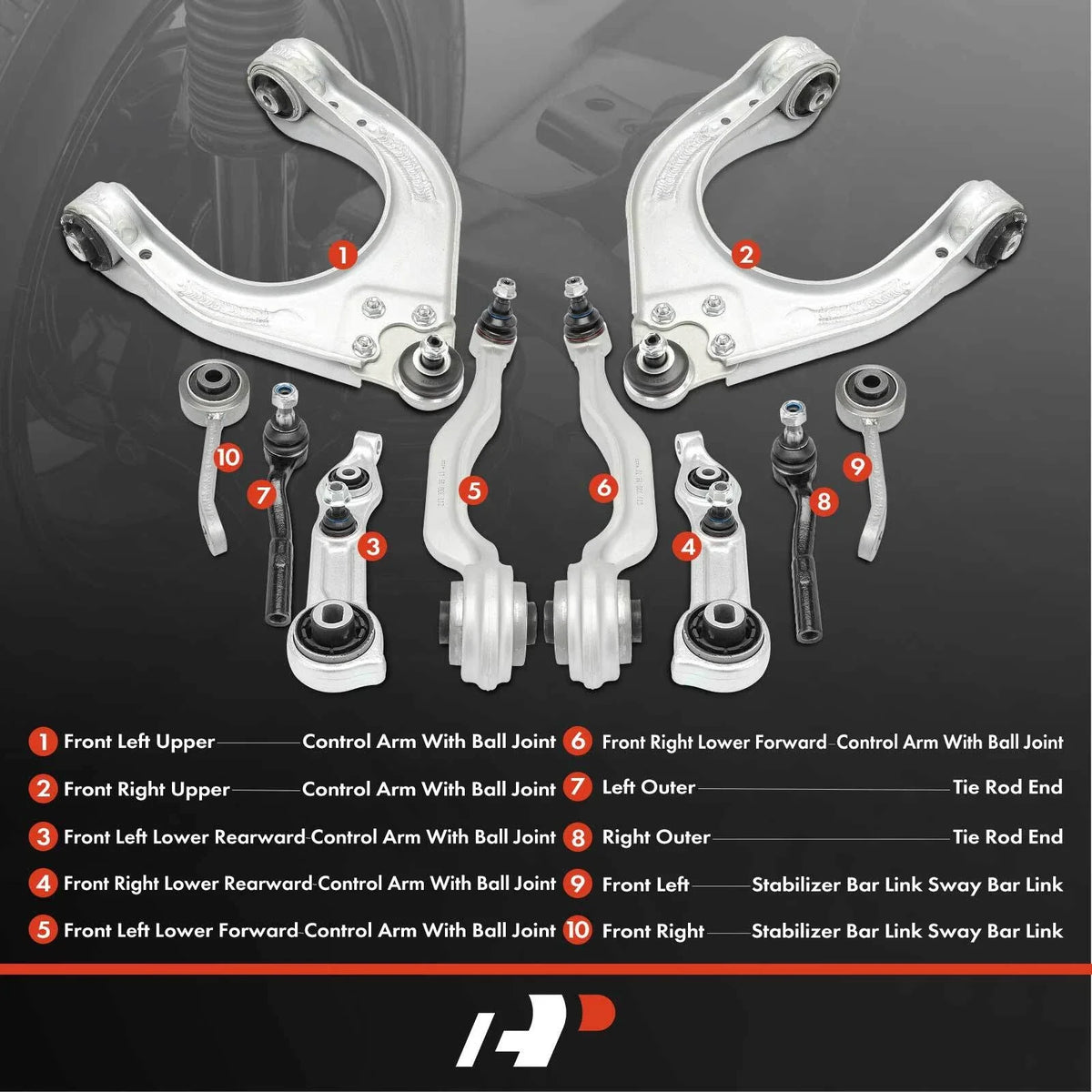 10x Front Control Arm Ball Joint & Tie Rod for Mercedes-Benz E-Class (2007–2010)