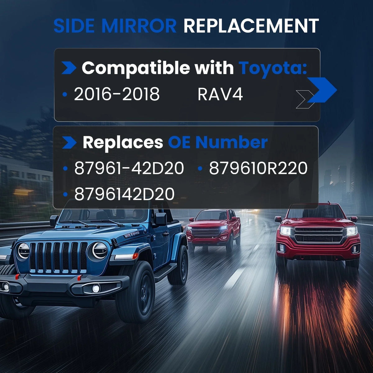 Heated Blind Spot Mirror Glass for Toyota RAV4 (2016–2018) 2.5L