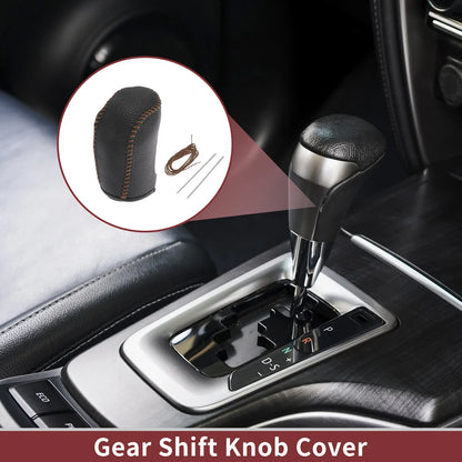 1Pc Gear Shift Knob Cover for Hyundai Sonata (2011–2014) Black Brown Faux Leather