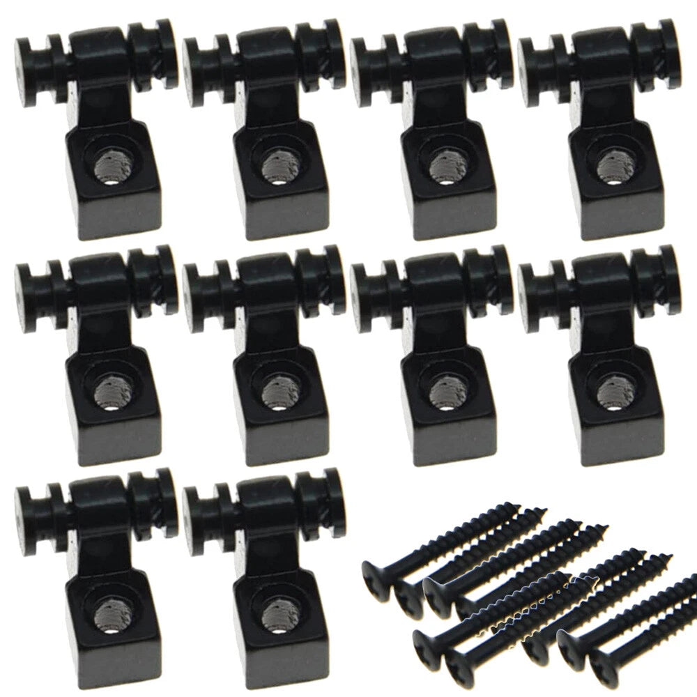 10PCS Black Guitar Roller String Tree Retainer & Screws