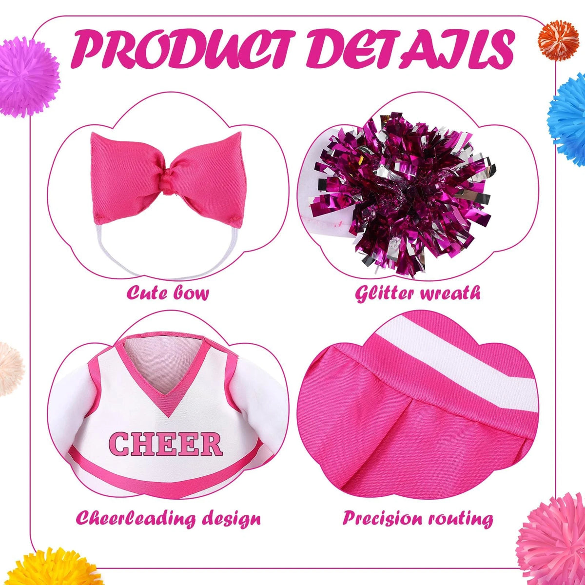 2X Cheerleader Goose Outfit for Porch Decoration (Rose Red)