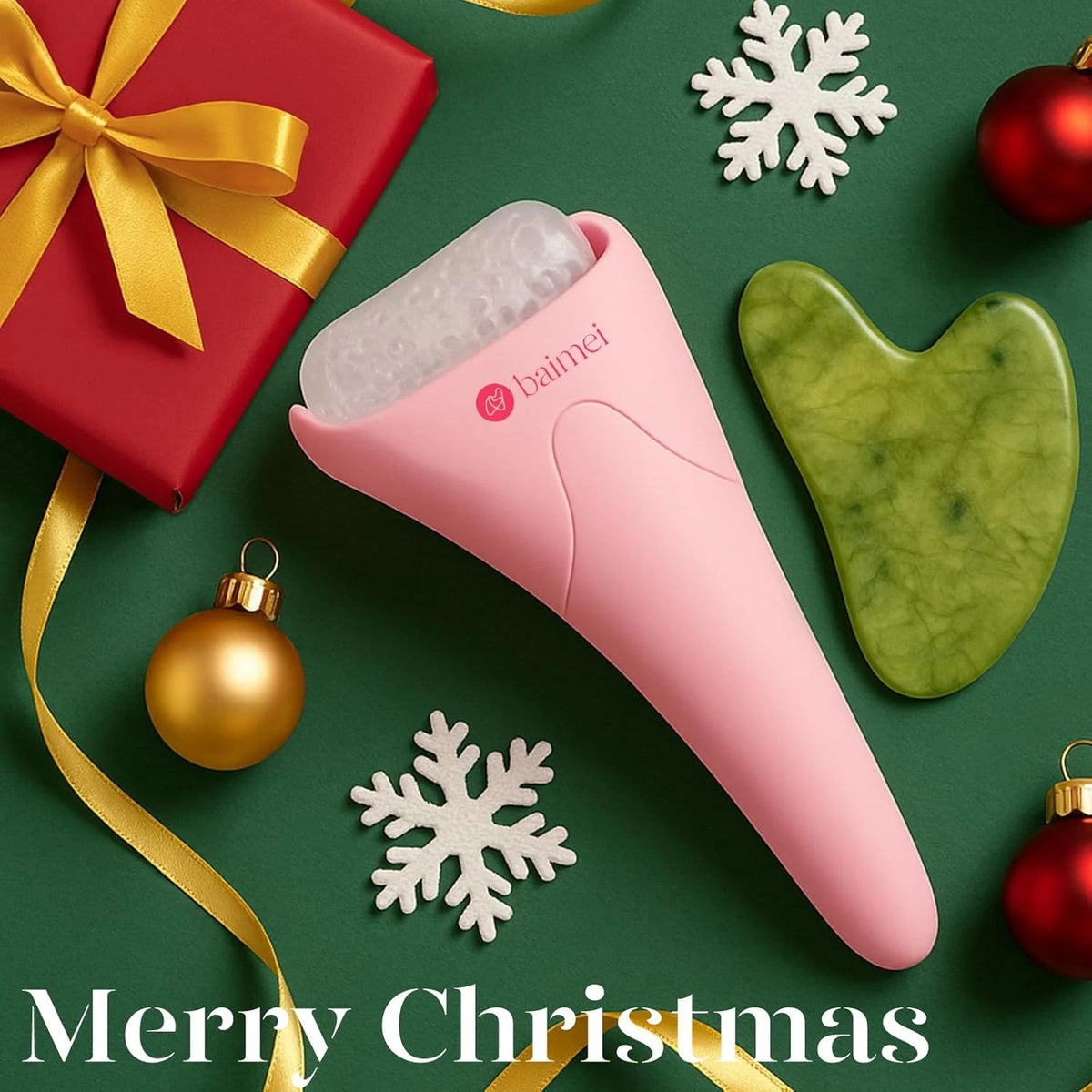 Set of 2 IcyMe Ice Rollers for Face and Gua Sha Tool (Pink)