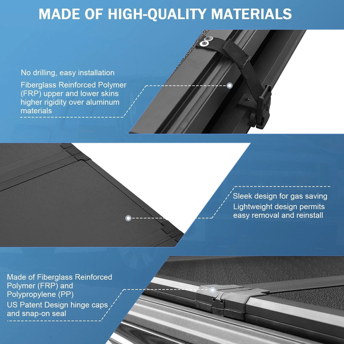 3-Fold Hard Tonneau Cover for Ford F-150 (2015–2024) Long Bed