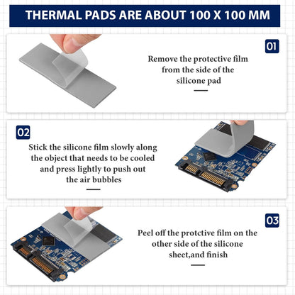 Set of 6 Thermal Pads 100 x 100 mm for Automotive Applications