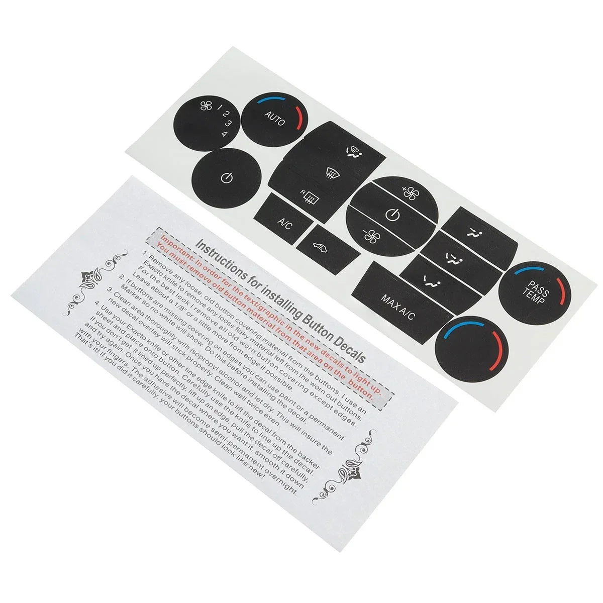 Heater AC Climate Control Button Repair Decal Stickers for Ford Escape Fusion