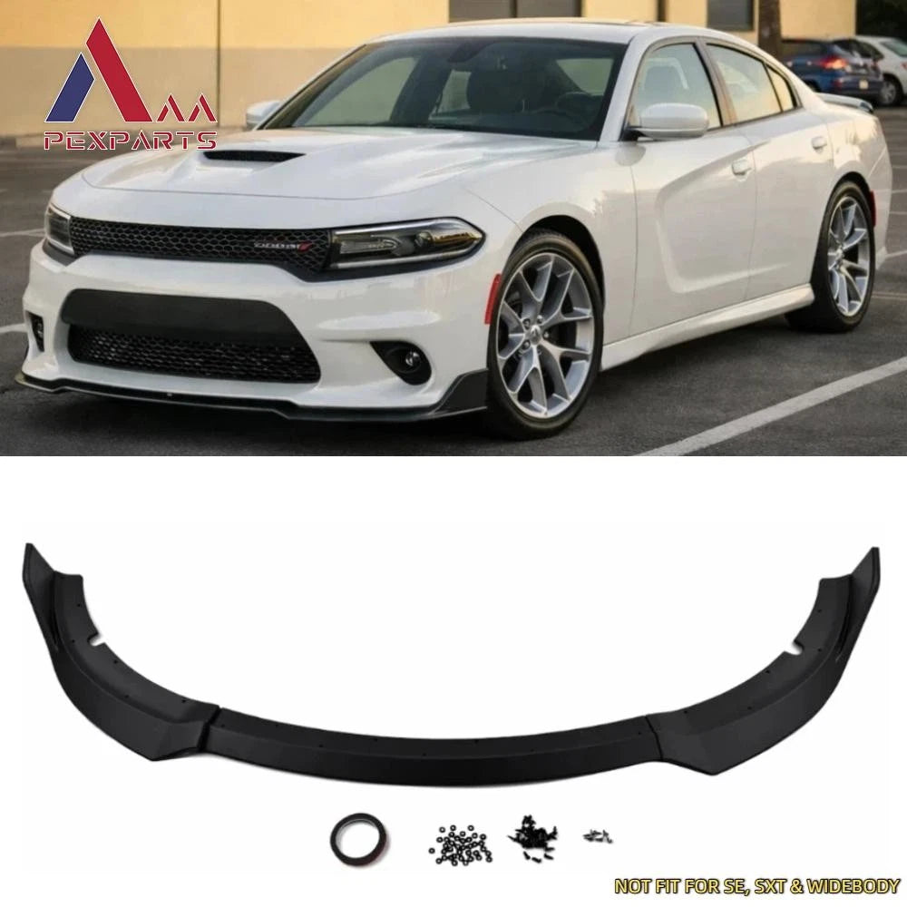 Matte Black ABS Front Bumper Lip for Dodge Charger GT/R/T/Scat Pack (2015–2023)