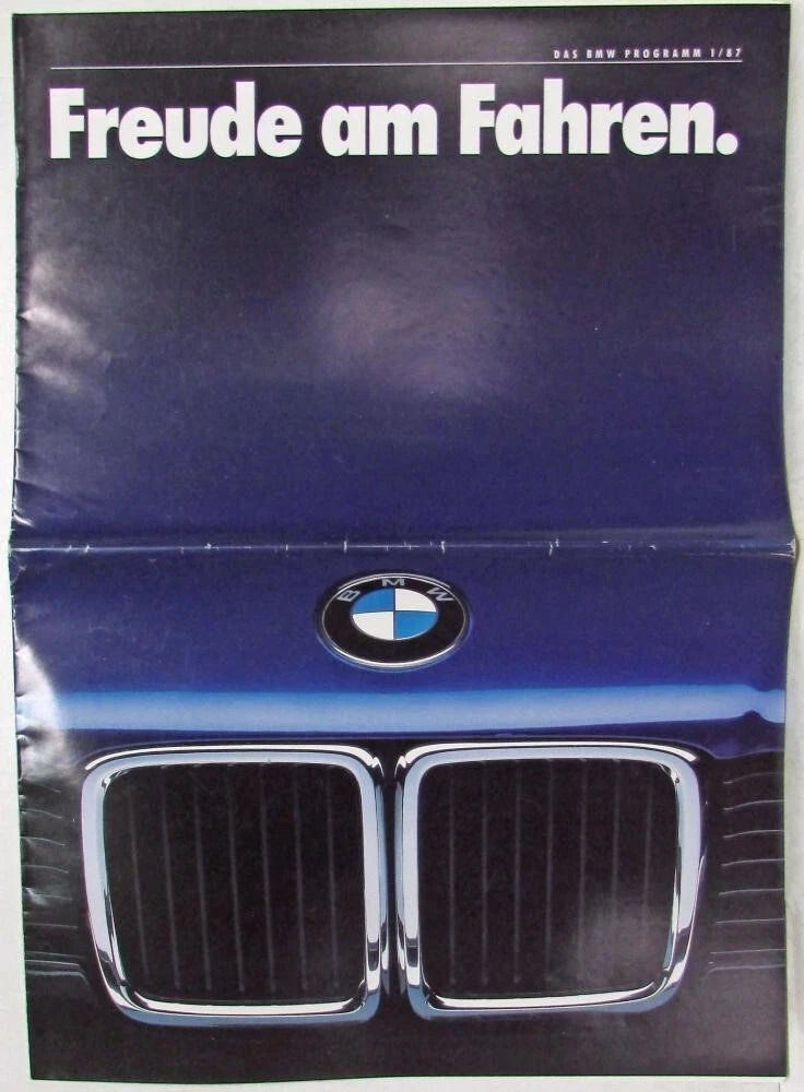 Oversized Sales Brochure for BMW Line of Cars (1987) - German Text