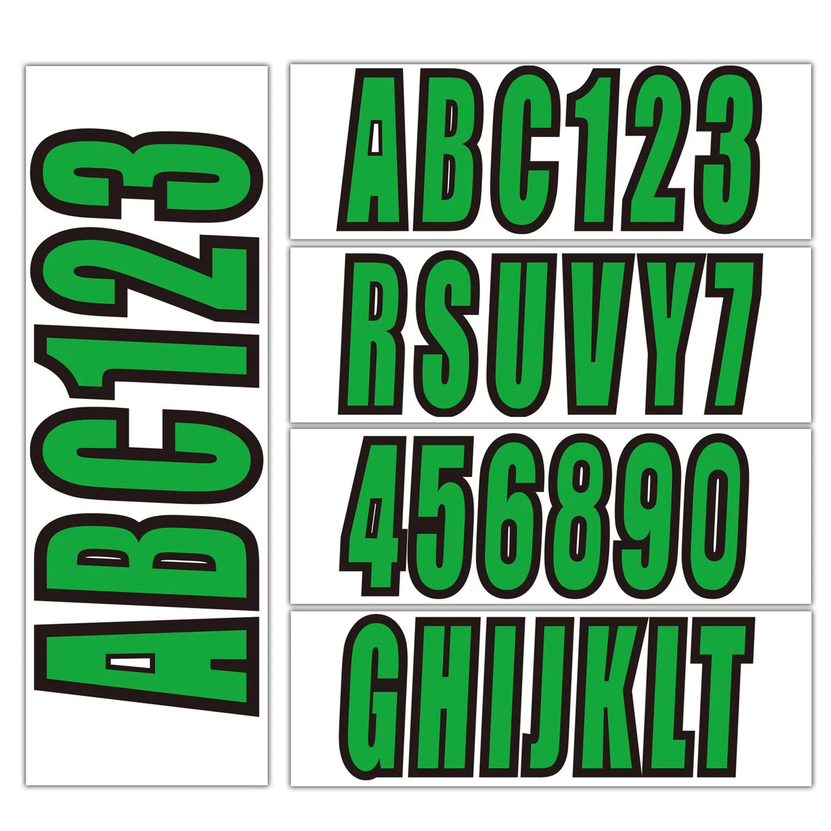Set of 4 Custom Boat Registration Numbers Decal Stickers A-Z 0-9 Green