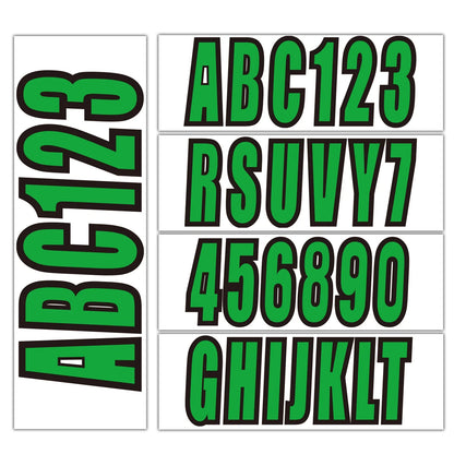 Set of 4 Custom Boat Registration Numbers Decal Stickers A-Z 0-9 Green