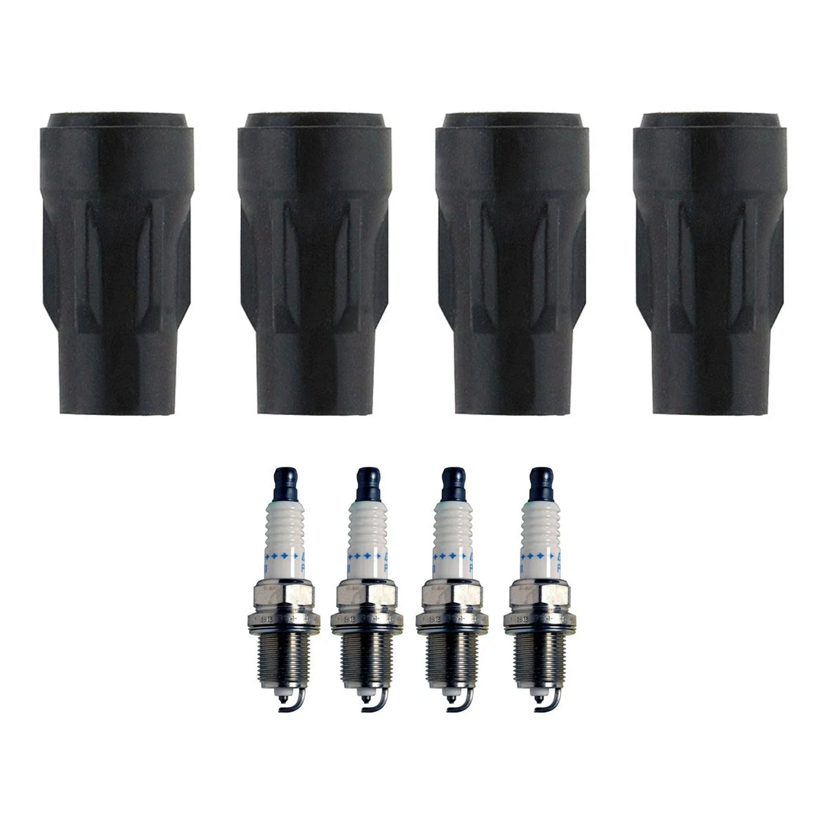 Set of 4 Denso Double Platinum Spark Plugs & Coil Boots for Compass Journey