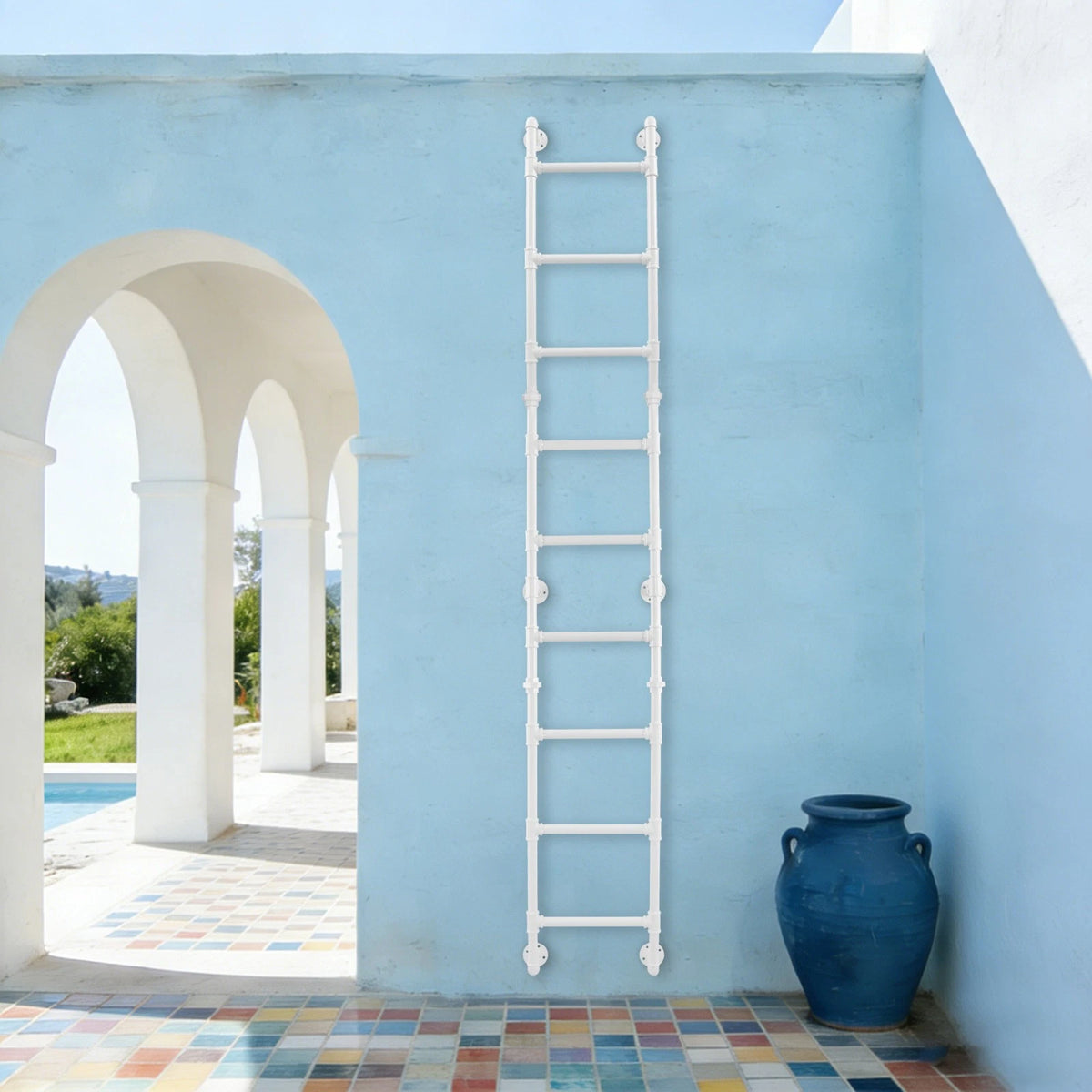 9-Rung Wall-Mounted Step Ladder for Heavy-Duty Use (274cm)