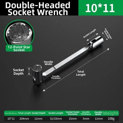 Double Ended Socket Wrench Set 8mm 10mm 12mm 13mm 14mm 16mm 17mm 19mm