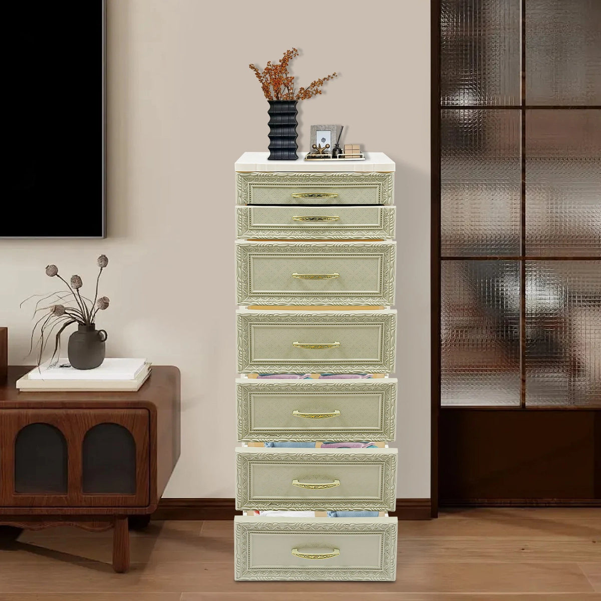 7 Drawer Dresser for Bedroom Tall Chest of Drawers Clothes Organizer