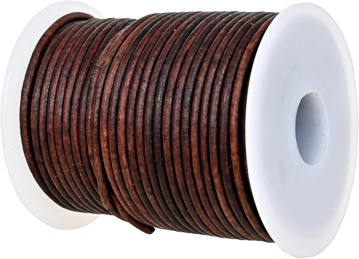 2mm Genuine Leather Cord Round Antique Brown for Jewelry Making