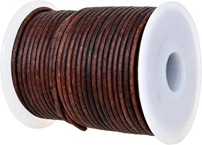 2mm Genuine Leather Cord Round Antique Brown for Jewelry Making