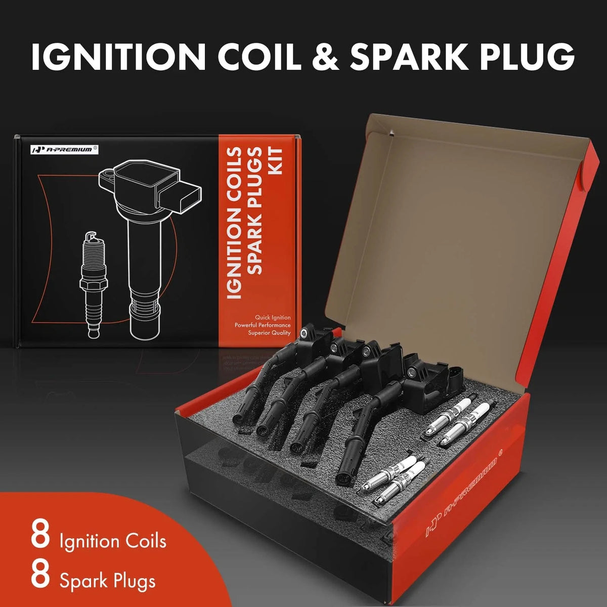 8X Ignition Coil & 8X Iridium Spark Plug for Mercedes-Benz GLS63 AMG (2017–2023)