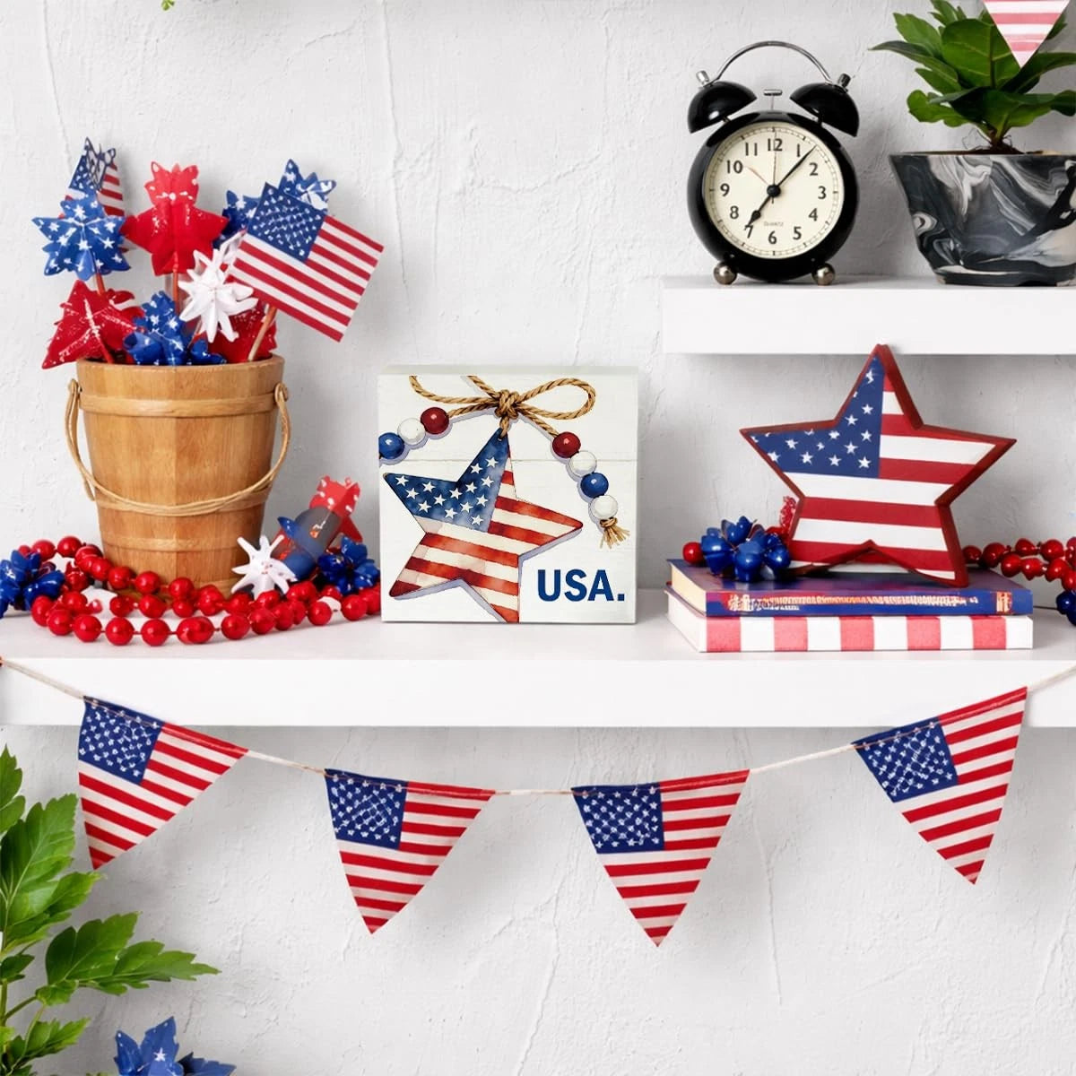 4th of July Decorations Set of 4 Indoor Patriotic Tiered Decor