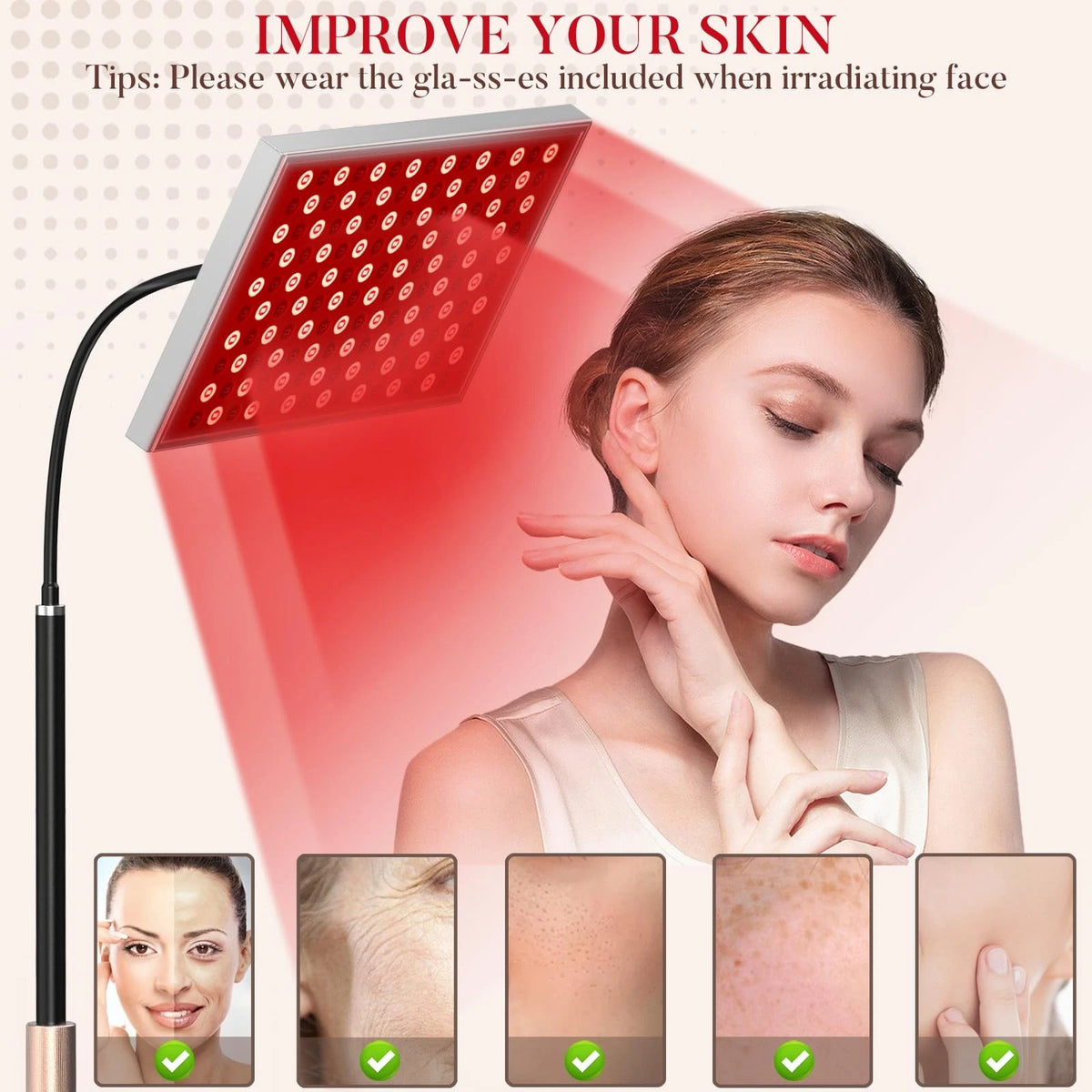6X Red Light Therapy Panel Lamp with Stand for Body Face