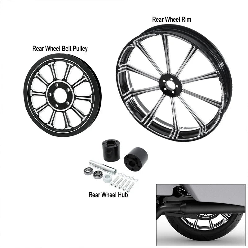 18" Rear Wheel Rim Hub Pulley Sprocket for Harley Street Road Glide (2009–2023)