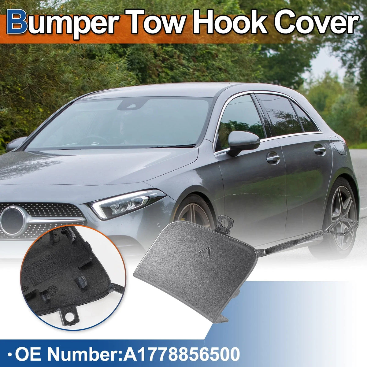 Tow Hook Cover for Mercedes-Benz A Class (2013–2018) No.A1778856500 Gray