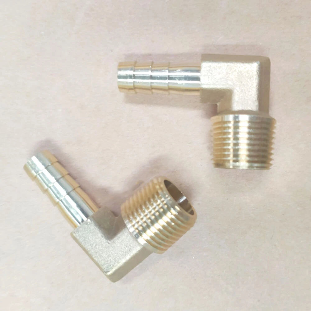 2PC 3/8 Hose Barb Elbow x 3/8 Male NPT Brass Pipe Fitting for Gas Fuel Water