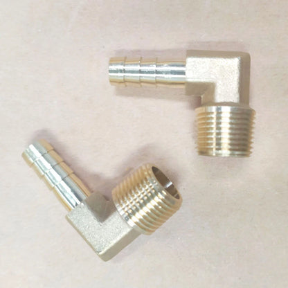 2PC 3/8 Hose Barb Elbow x 3/8 Male NPT Brass Pipe Fitting for Gas Fuel Water