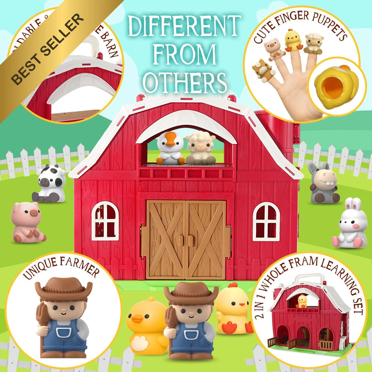 AuroTops Big Red Barn Playset for Toddlers