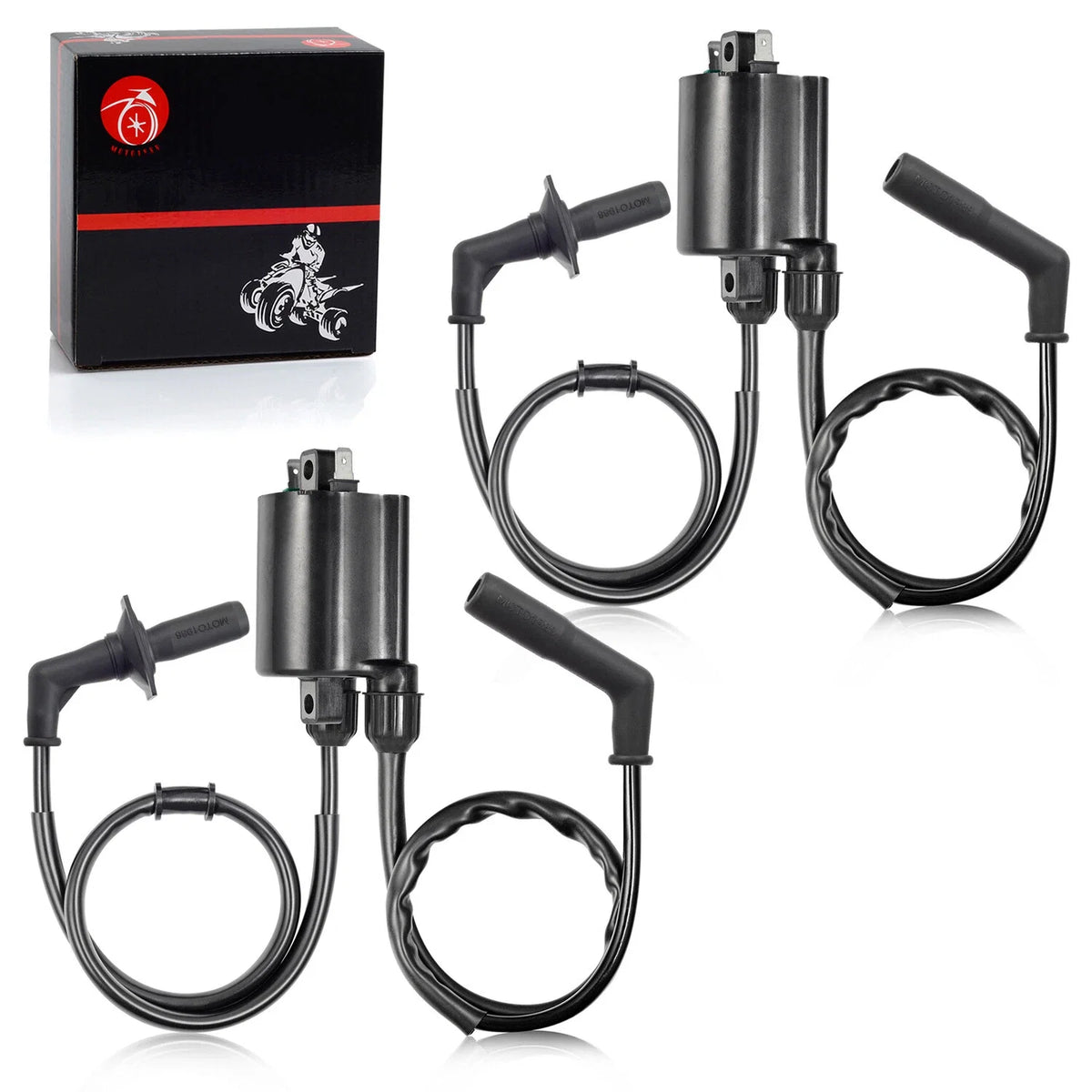 2 Sets of Ignition Coil & Spark Plug Cap for Honda Shadow 1100 VT1100 (1987–2007)