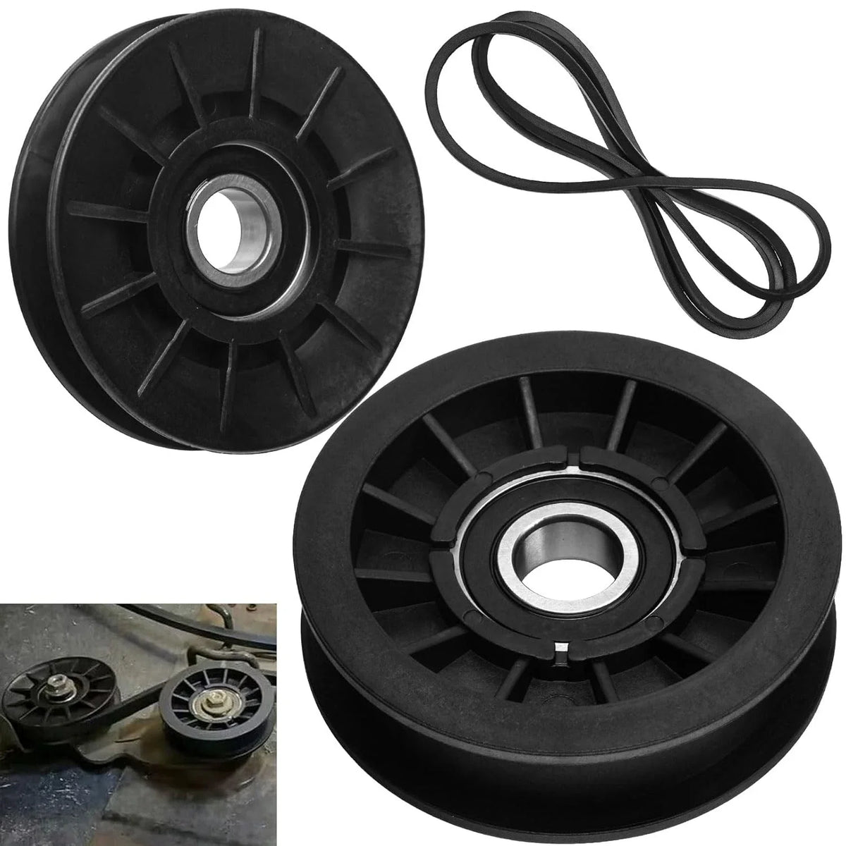 Deck Flat V-Idler Pulley Drive Belt Set for Cub Cadet MTD (756-05024, 756-05032)