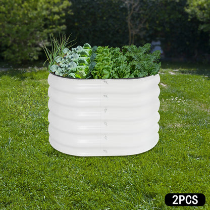 2X Raised Garden Bed Round Planter Box for Outdoor Balcony Gardening