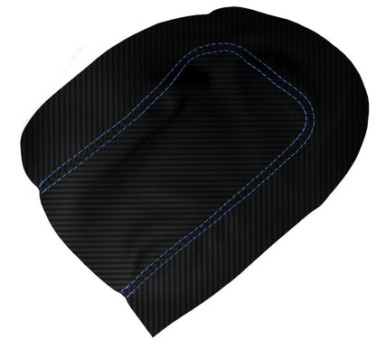 Console Lid Armrest Cover for Toyota Yaris (2008–2011) Carbon Fiber Blue Stitch