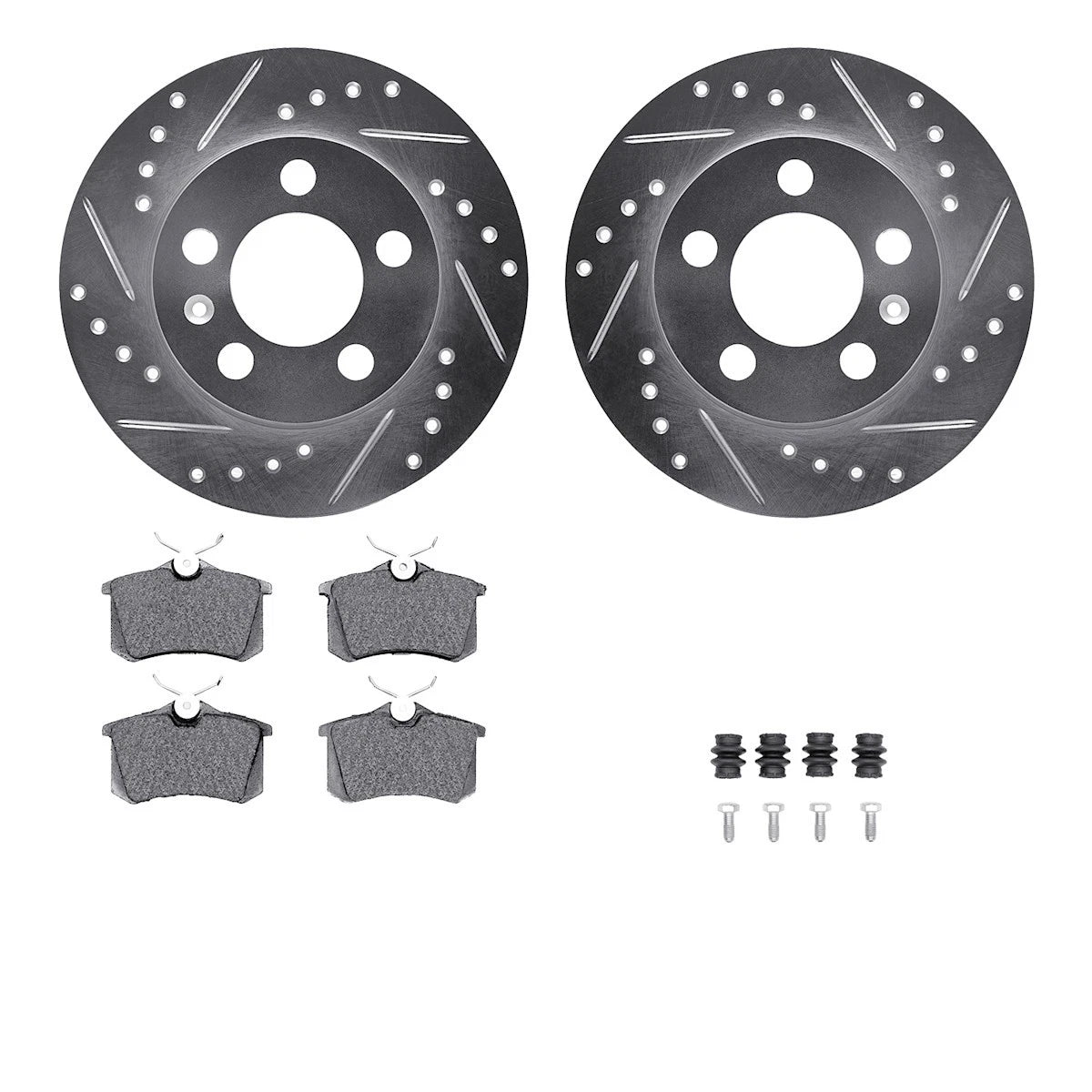 Set of 2 Solid Rear Brake Disc and Pad Kits for Audi TT Quattro (2001–2006)