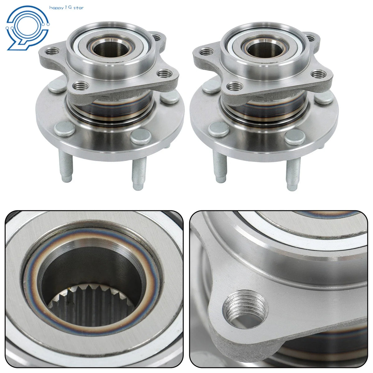 Set of 2 Rear Wheel Hub Bearings for Ford Edge AWD (2007–2010)